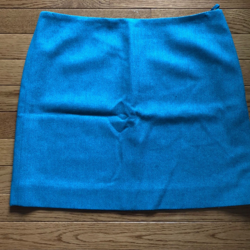Teal herringbone wool/poly J Crew factory skirt